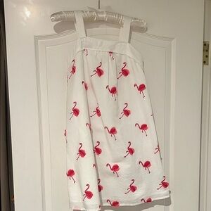 Janie and Jack White Dress with Pink Flamingos